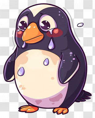 Penguin Crying - Crying Cartoon Penguin Character Transparent PNG