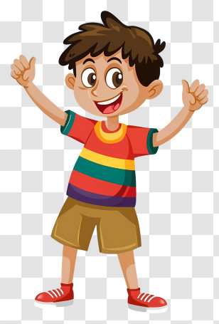 Young Boy - Cartoon Boy In Rainbow Outfit Smiling Transparent PNG