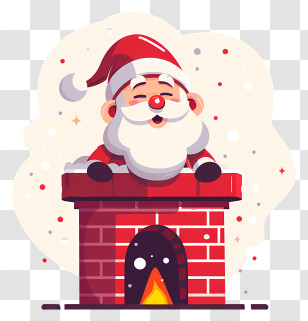 Santa Stuck In Chimney - Santa Claus Peeking Out Of A Chimney Transparent PNG