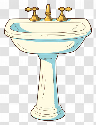 Porcelain Sink - Elegant Vintage Pedestal Sink Illustration Transparent PNG