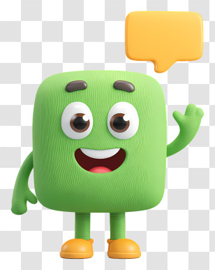 Mascot With Speech Bubble - Friendly Green Cartoon Character Transparent PNG