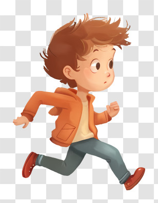 Little Boy Running - Animated Running Child Illustration Transparent PNG