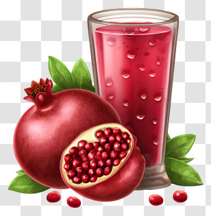 Juice Anar - Pomegranate And Juice Illustration Transparent PNG