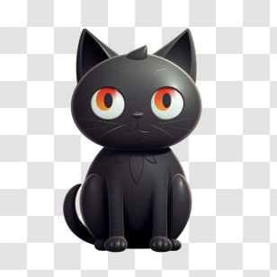 Halloween
 - Black Cat With Orange Eyes Transparent PNG