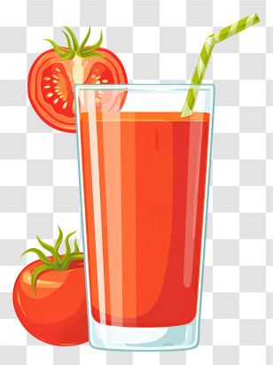Fresh Tomato Juice - Tomato Juice With Straw Illustration Transparent PNG