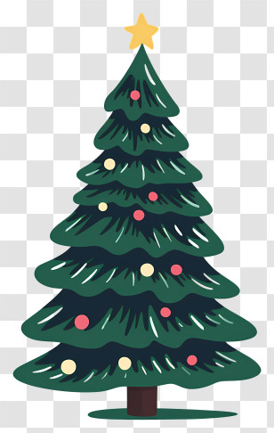 1 Christmas Tree - Decorated Christmas Tree Illustration Transparent PNG