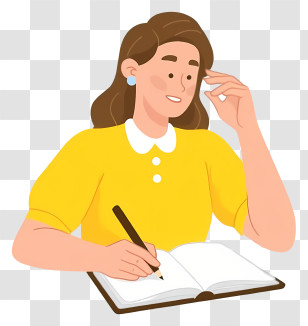 Woman Writing With Pencil - Girl Writing In Notebook Transparent PNG