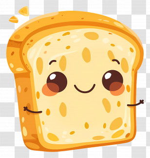 Cute Bread - Cartoon Slice Of Bread With A Happy Face Transparent PNG