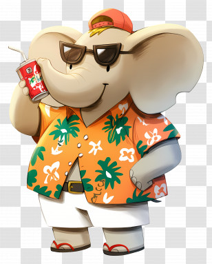 Hawaiian Elephant - Elephant In Summer Vacation Transparent PNG
