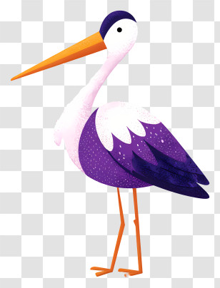 Cute Stork - Purple Stork Standing Illustration Transparent PNG