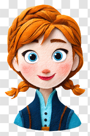 Frozen Anna - Smiling Animated Girl With Braids Transparent PNG