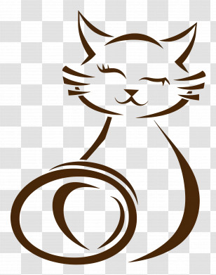 Simple Design - Cute Cat Drawing Transparent PNG