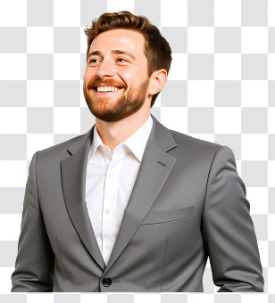 Businessman Looking Up - Cheerful Professional In Grey Suit Transparent PNG