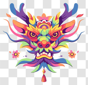 Chinese Dragon Head - Vibrant Colorful Dragon Illustration Transparent PNG