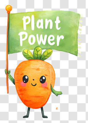 Plant Power - Plant Power Carrot Mascot With Flag Transparent PNG