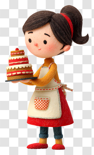 Girl Making Cake - Baker Girl With Cake Transparent PNG