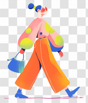 Fashion Model - Colorful Fashionable Person Walking Transparent PNG