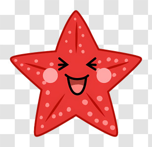 Cartoon - Cute Red Star Cartoon With Happy Expression Transparent PNG