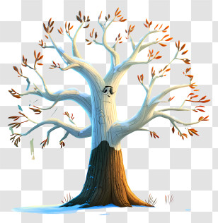 Animated Tree - Bare Tree With Sparse Leaves Transparent PNG