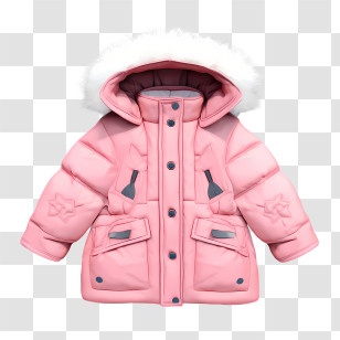 Winter Coat - Pink Winter Coat With Fluffy Hood Transparent PNG