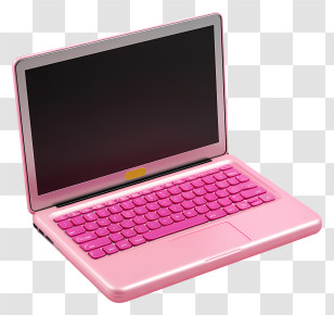 Pink Aesthetic Laptop - Pink Laptop With Colorful Keyboard Transparent PNG