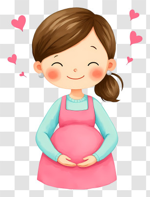 Cartoon Pregnant Woman - Happy Pregnant Mom Cartoon Transparent PNG