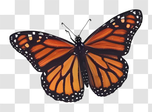 Monarch Butterfly - Detailed Orange Monarch Butterfly Transparent PNG