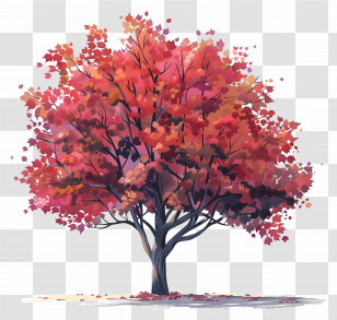 Maple Tree - Dark Red And Maroon Autumn Tree Illustration Transparent PNG