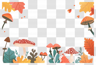 Autumn Background - Autumn Forest Scene With Mushrooms Transparent PNG