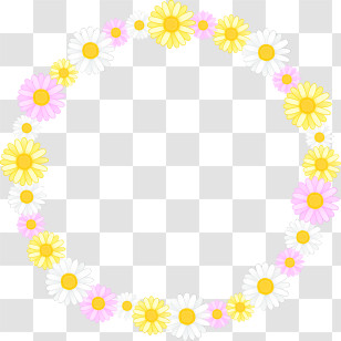Flower Circle Frame - Beautiful Floral Frame Made Of Daisies Transparent PNG