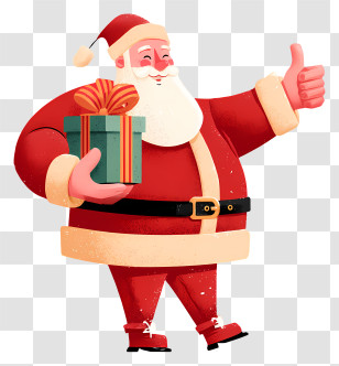 Santa Holding Gift - Santa Claus With Gift Transparent PNG