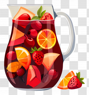 Refreshing Sangria Drink - Jug Of Fruit Punch With Fresh Fruits Transparent PNG