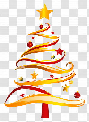 Xmas - Elegant Gold And Red Christmas Tree Design Transparent PNG