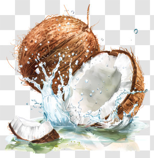 Coconut Water - Coconut With Water Splash Transparent PNG