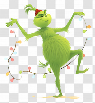 Cartoon Grinch - Grinch Character Tangled In Christmas Lights Transparent PNG