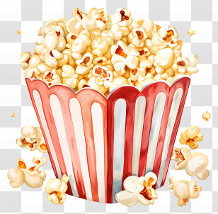 Popcorn - Popcorn In Red And White Striped Bucket Transparent PNG