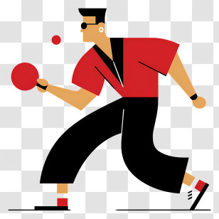 Table Tennis Player - Stylized Ping Pong Player In Action Transparent PNG