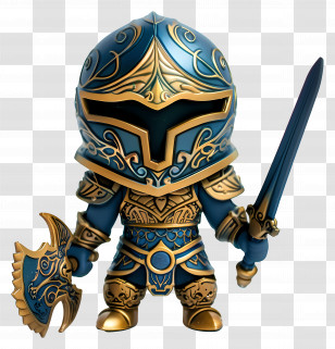 Paladin - Blue Armored Warrior With Sword And Axe Transparent PNG