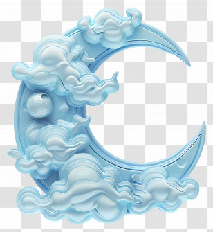 3d Moon - Crescent Moon With Dreamy Clouds Transparent PNG