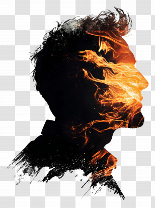 Man Head Silhouette - Fiery Silhouette Art Transparent PNG
