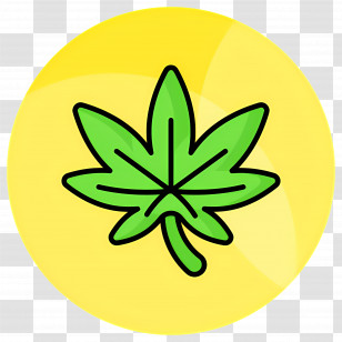 Cannabis Leaf - Green Leaf On Yellow Background Transparent PNG
