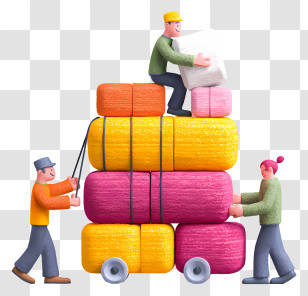 Heavy Workload - Cartoon People Transporting Colorful Packages Transparent PNG