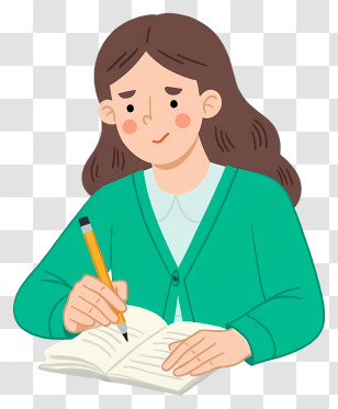 Woman Writing With Pencil - Girl Writing In Notebook Transparent PNG