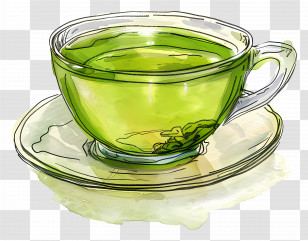 Teacup With Green Tea - Tea Cup On Saucer With Green Tea Transparent PNG