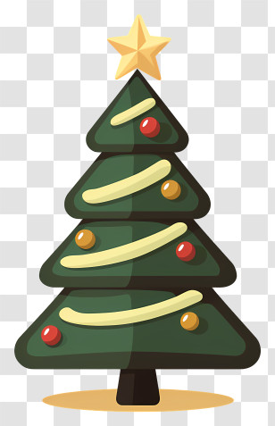 Christmas Tree - Christmas Tree With Golden Ribbons And Baubles Transparent PNG