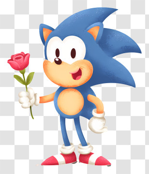 Sonic The Hedgehog Holding Rose - Romantic Blue Hedgehog With Rose Transparent PNG