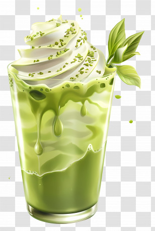 Green Tea Smoothie - Delicious Green Tea Smoothie With Whipped Cream Transparent PNG