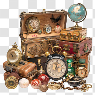 Cherish An Antique Day - Collection Of Vintage Items Transparent PNG