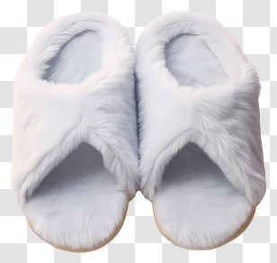 Minimalized Flat Vector Illustrate - Soft White Fuzzy Slippers For Cozy Comfort Transparent PNG