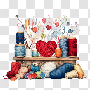 I Love Yarn Day - Knitting And Crochet Tools With Yarn Transparent PNG